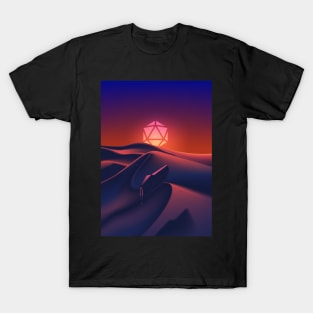 Space Sunset Polyhedral D20 Dice Moon RPG Landscape T-Shirt